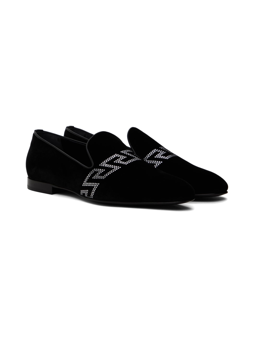 Black Studded Greca Loafers - 4