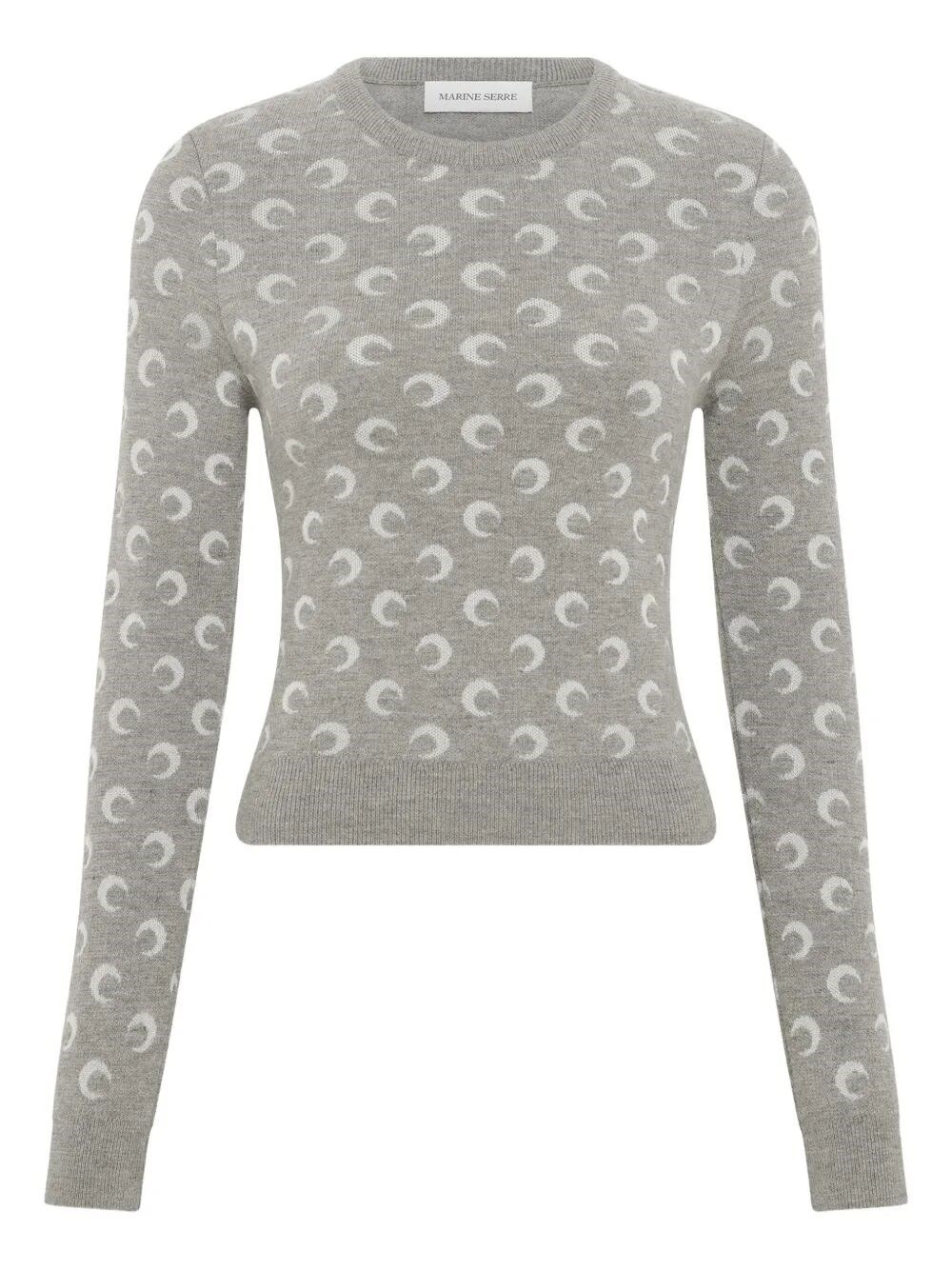 Introducing the "MOON" JACQUARD KNIT FITTED CREWNECK SWEATER by MARINE SERRE, a standout piece in th - 1