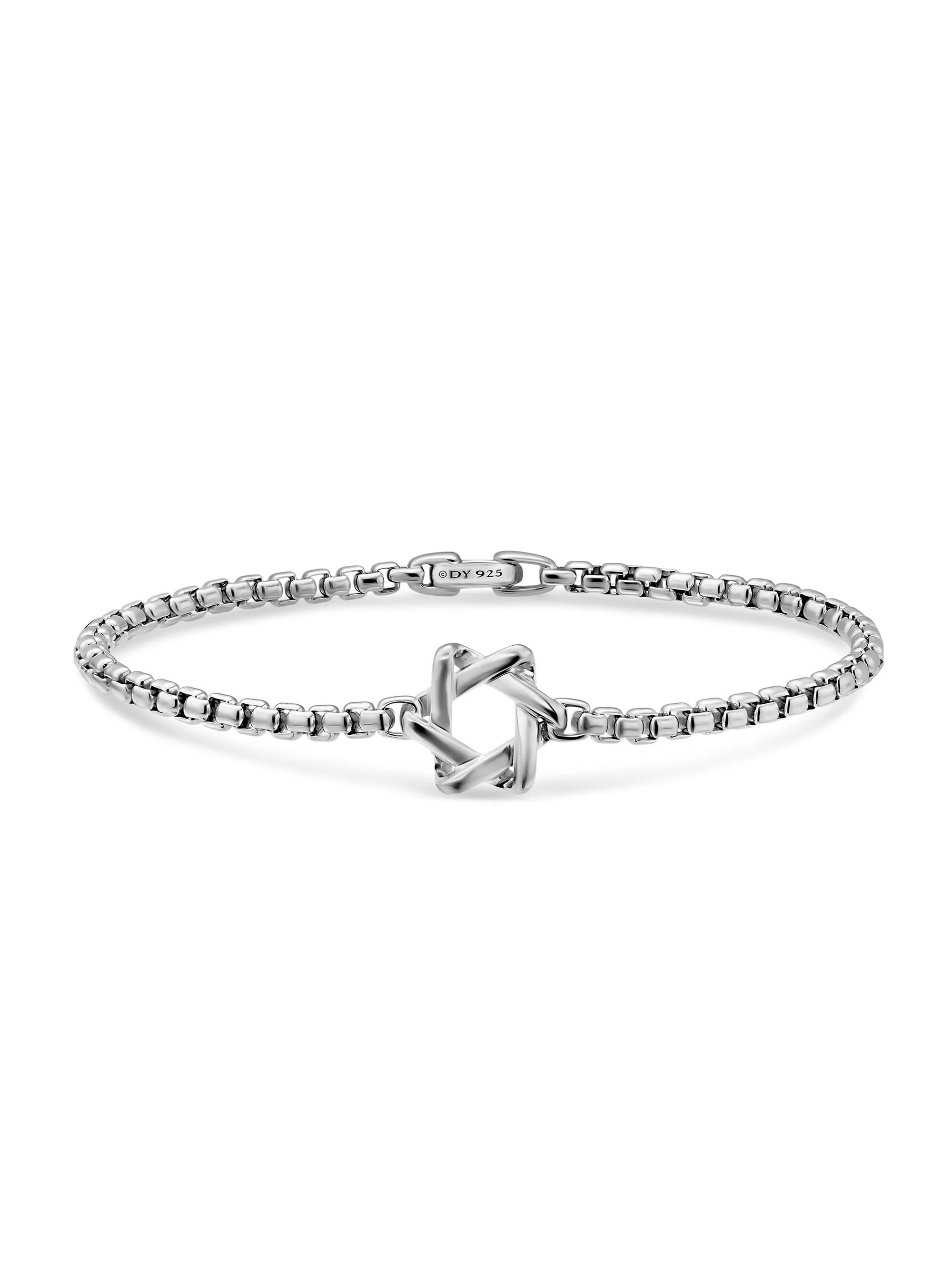Men's Star of David Station Bracelet in Sterling Silver, 3.6MM - Silver - 1