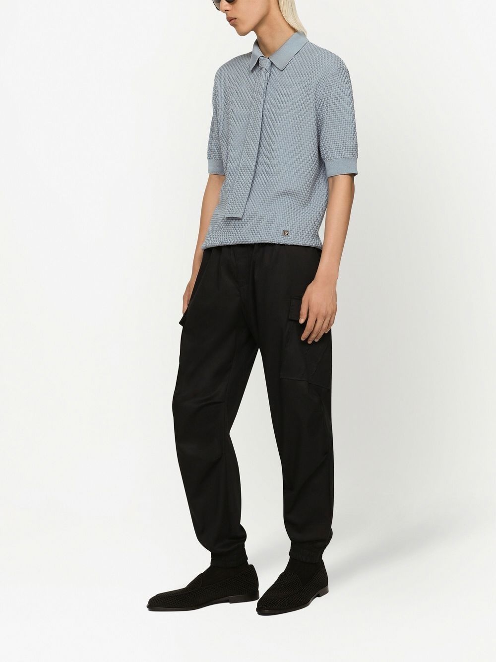waffle-knit short-sleeved polo shirt - 2