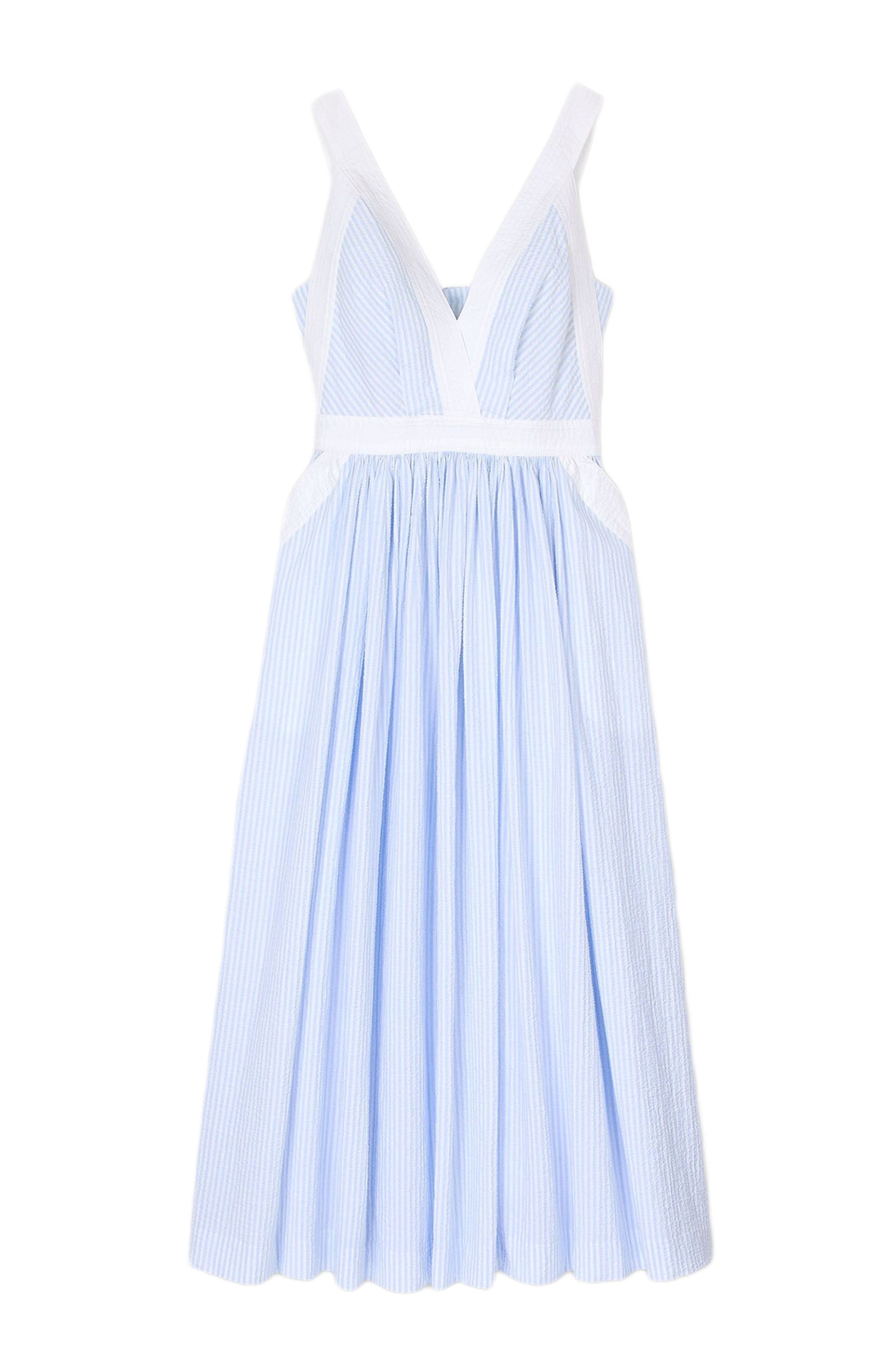 SANDRO Long striped dress in Ciel /Blanc at Nordstrom - 6