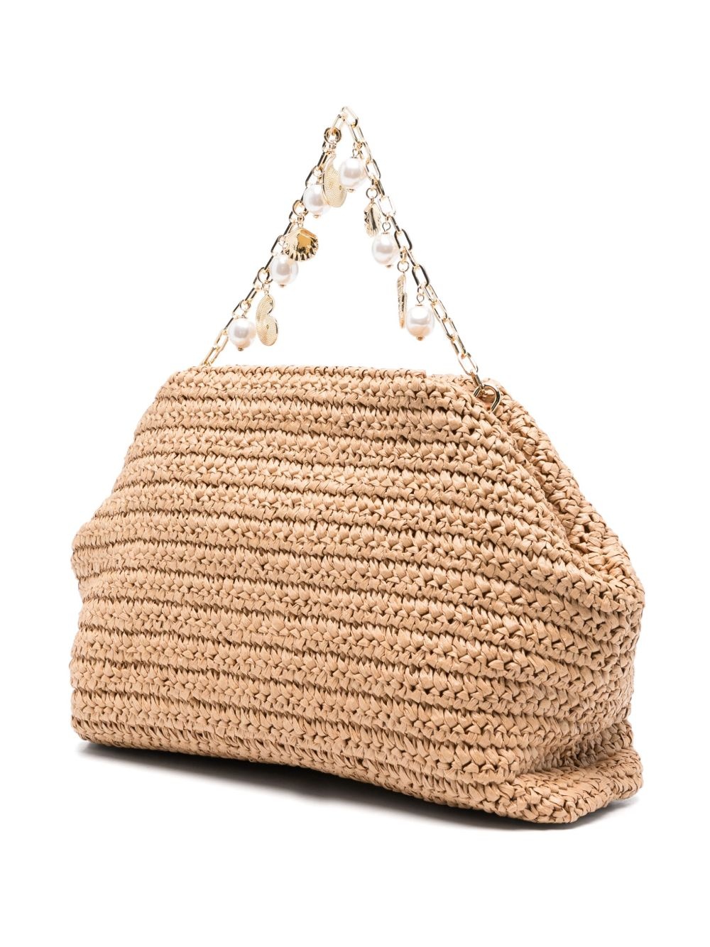 charm-detail raffia clutch bag - 3