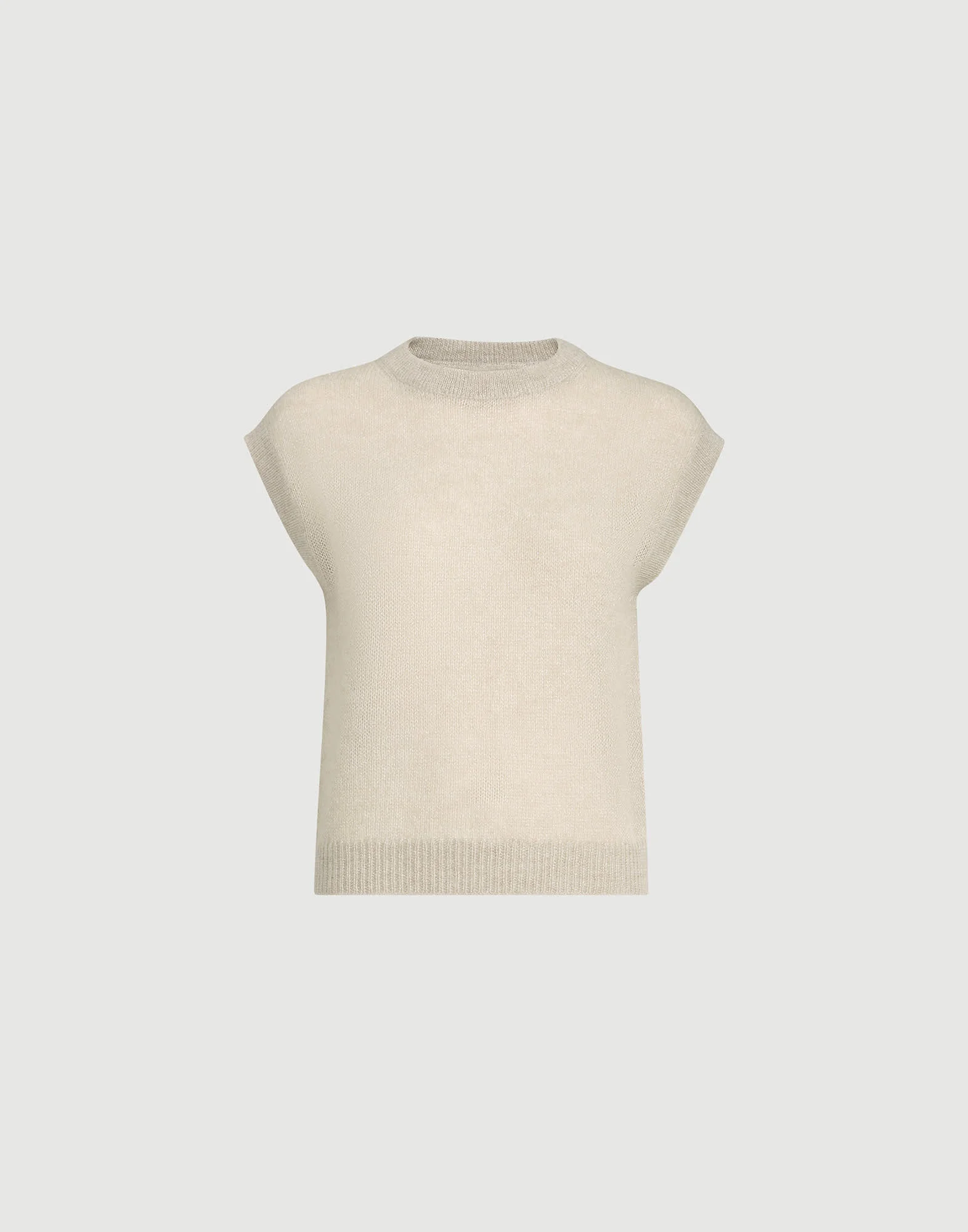 Sparkling mohair and wool knit t-shirt with monili - 1