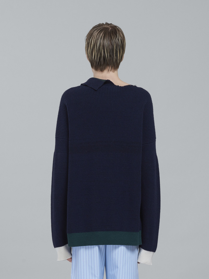 SHETLAND WOOL AND COTTON CREWNECK SWEATER 3