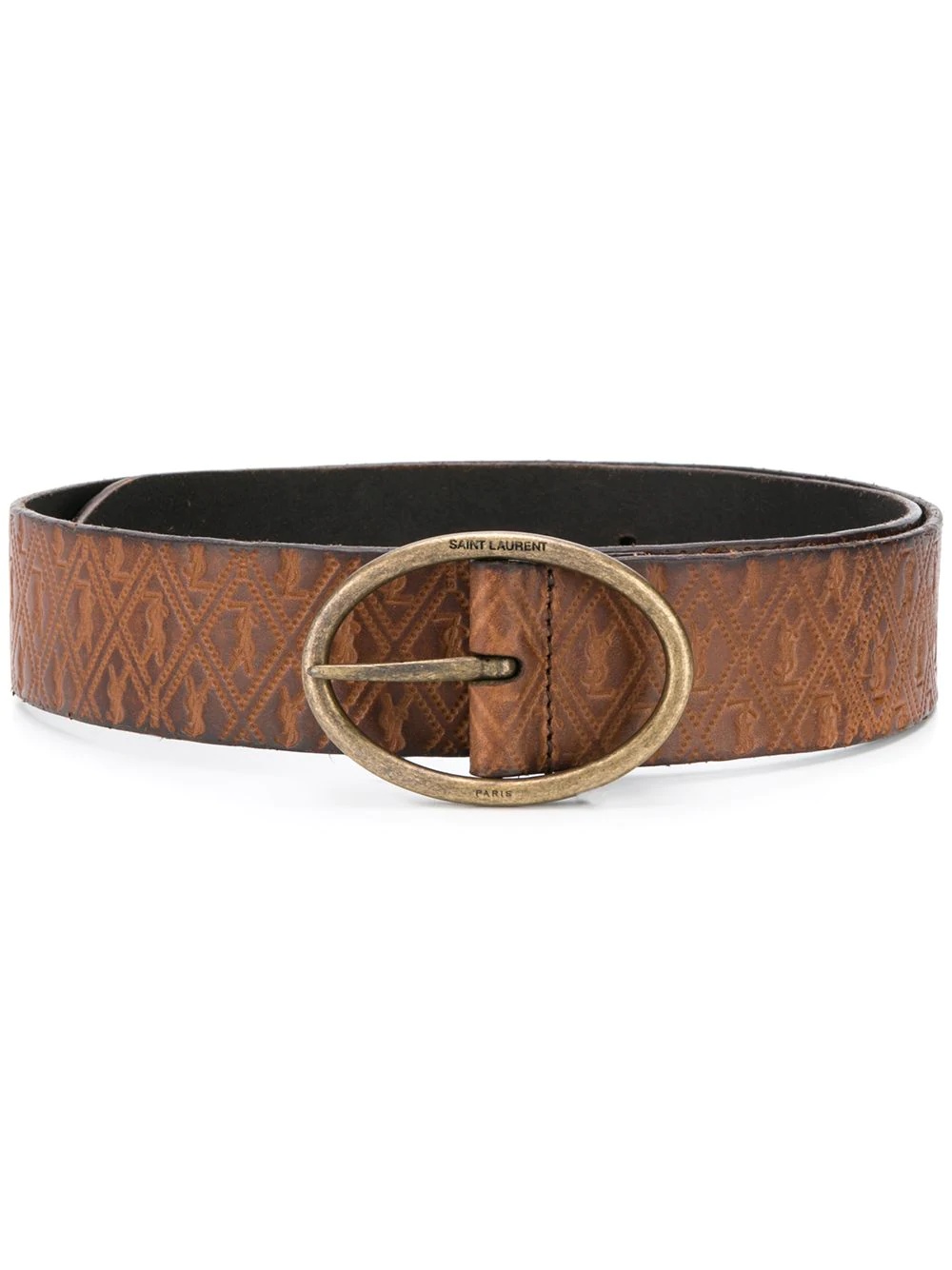 Monogram-embossed leather belt - 1