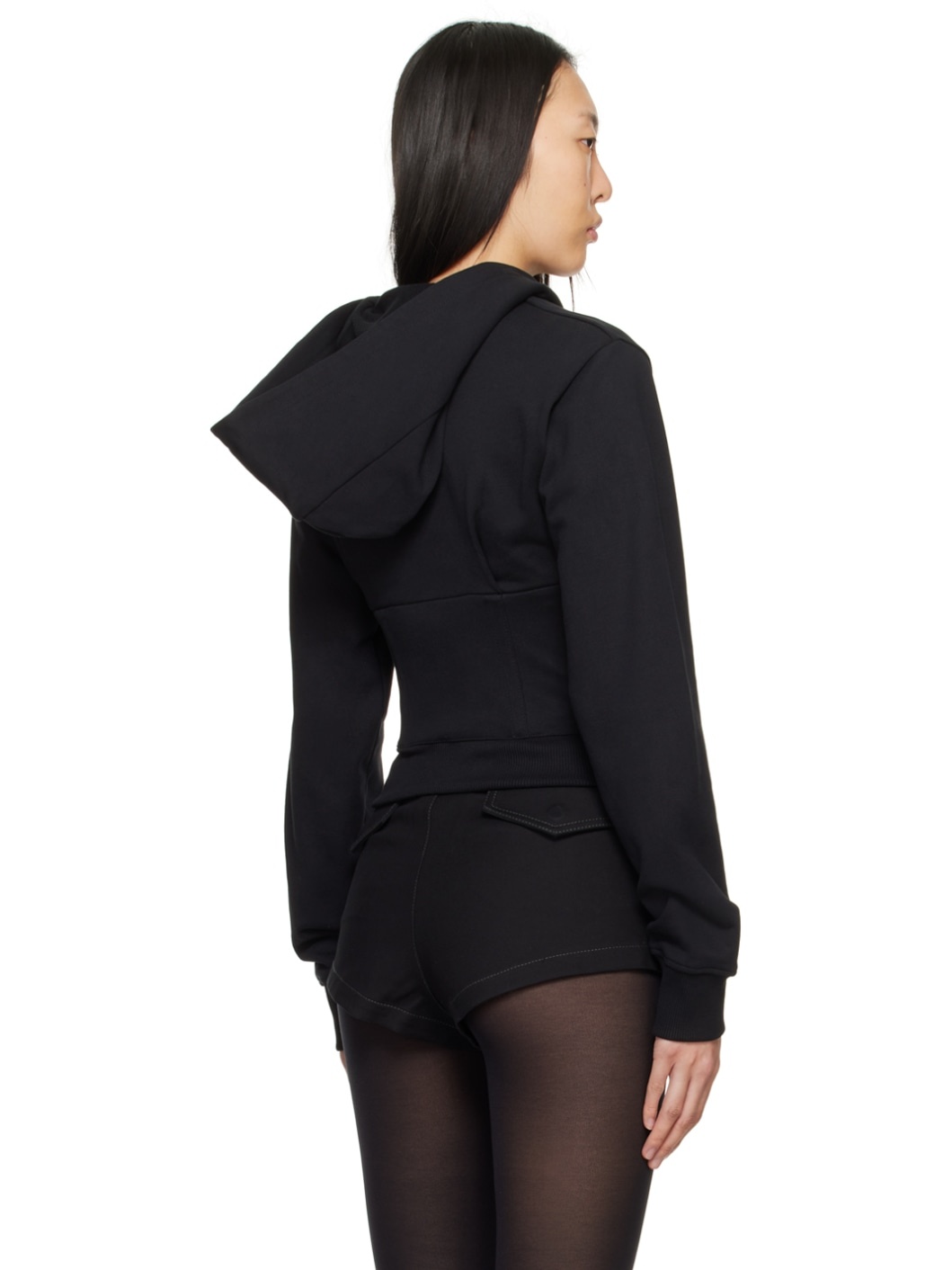 Black Layered Corset Hoodie - 3