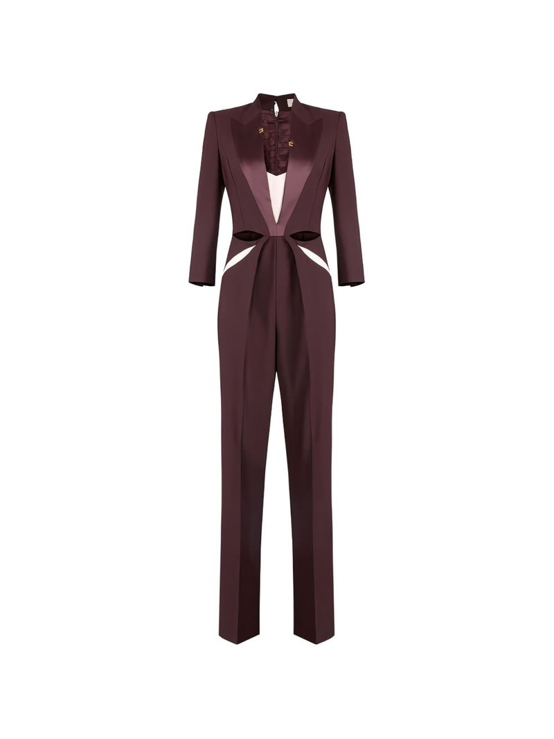 cut-out satin-lapel jumpsuit 1