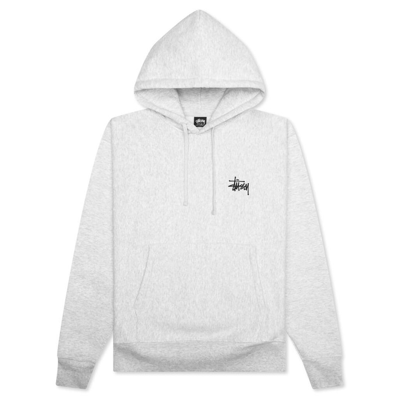 BASIC STUSSY HOODIE - ASH HEATHER - 1
