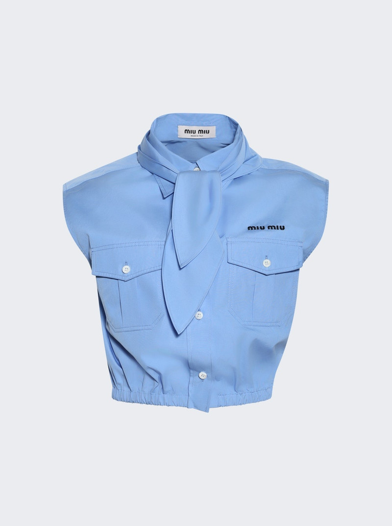 Cropped Popeline Shirt Azzurro 1