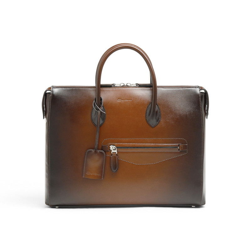 Dark brown leather laptop bag 1