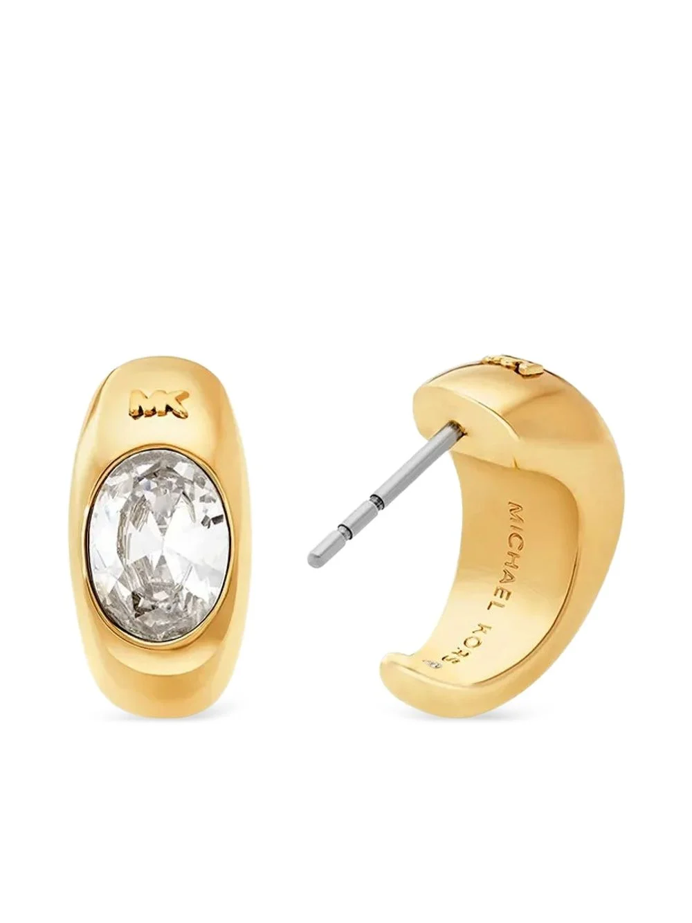 zirconia-embellished huggie-hoop earrings - 1