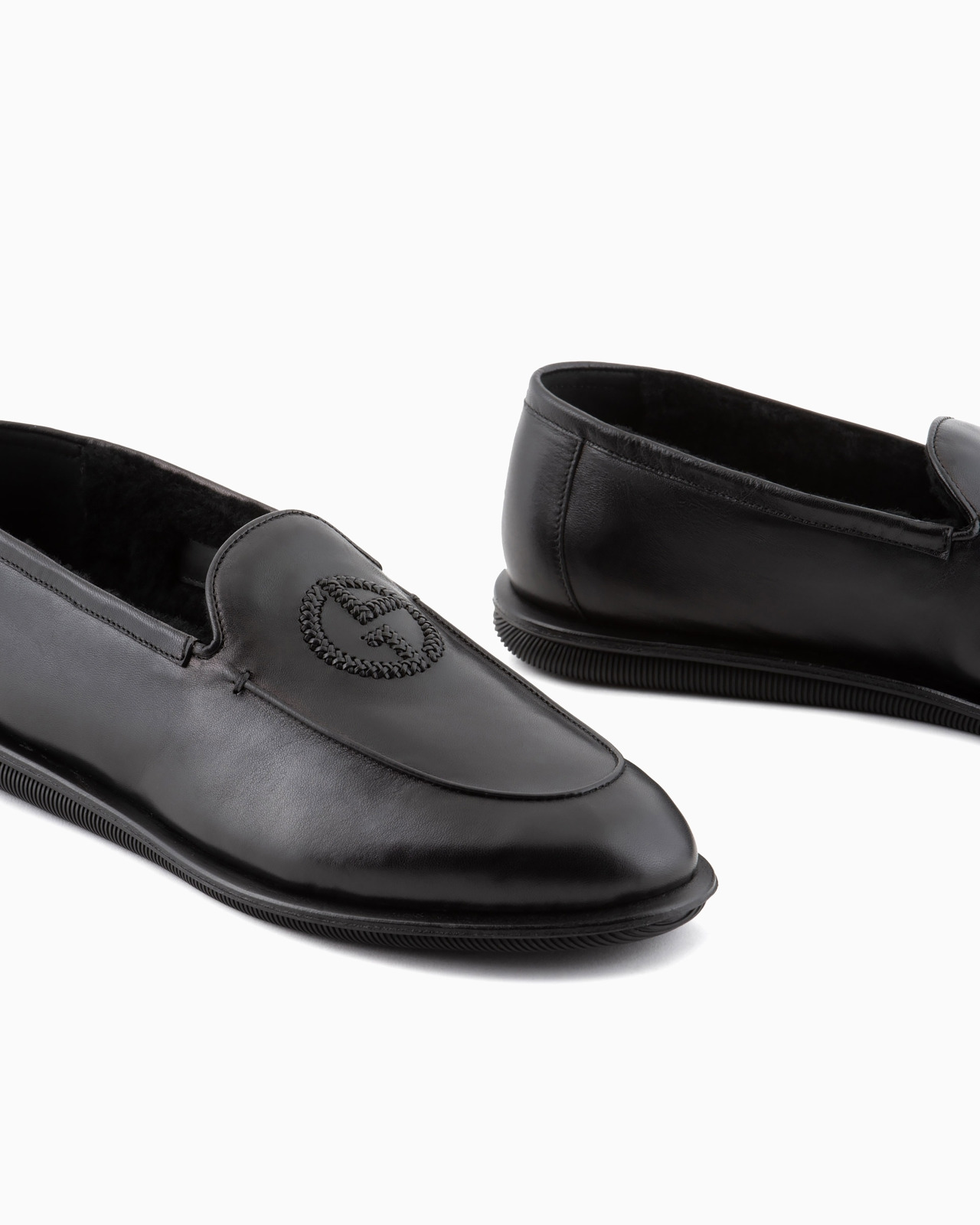 Nappa leather loafers with embroidered logo - 5