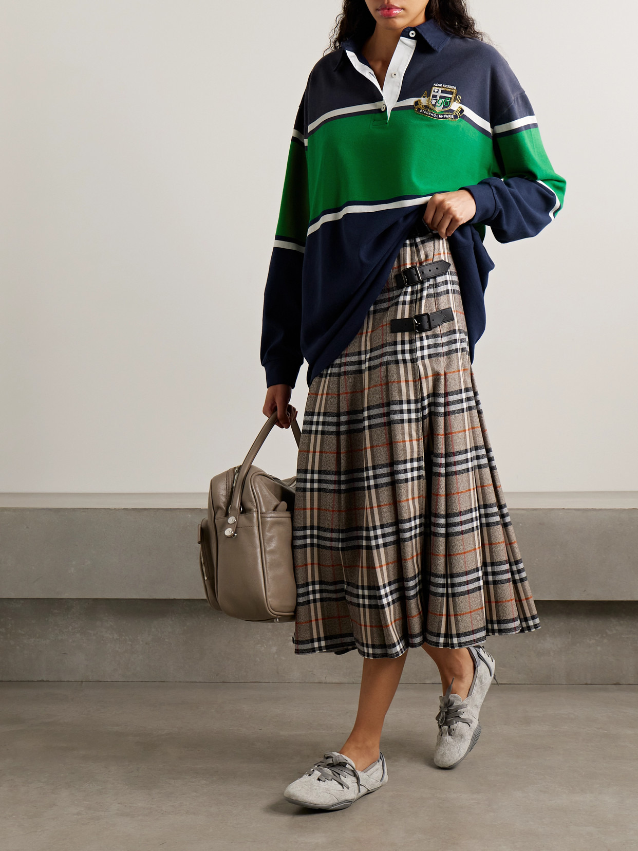 Oversized Embroidered Striped Organic Cotton-jersey Polo Top - 5