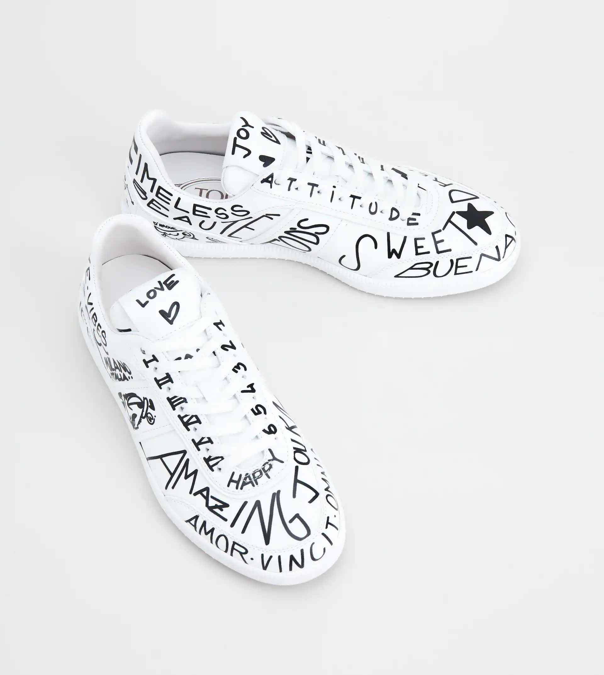 TOD'S TABS SNEAKERS IN LEATHER - WHITE, BLACK - 3