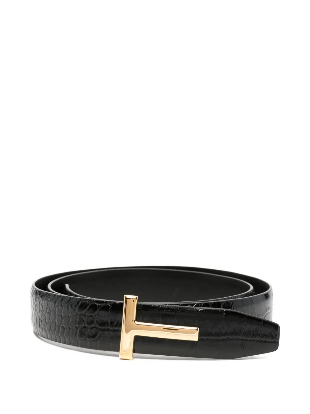 T-buckle crocodile-effect belt - 1