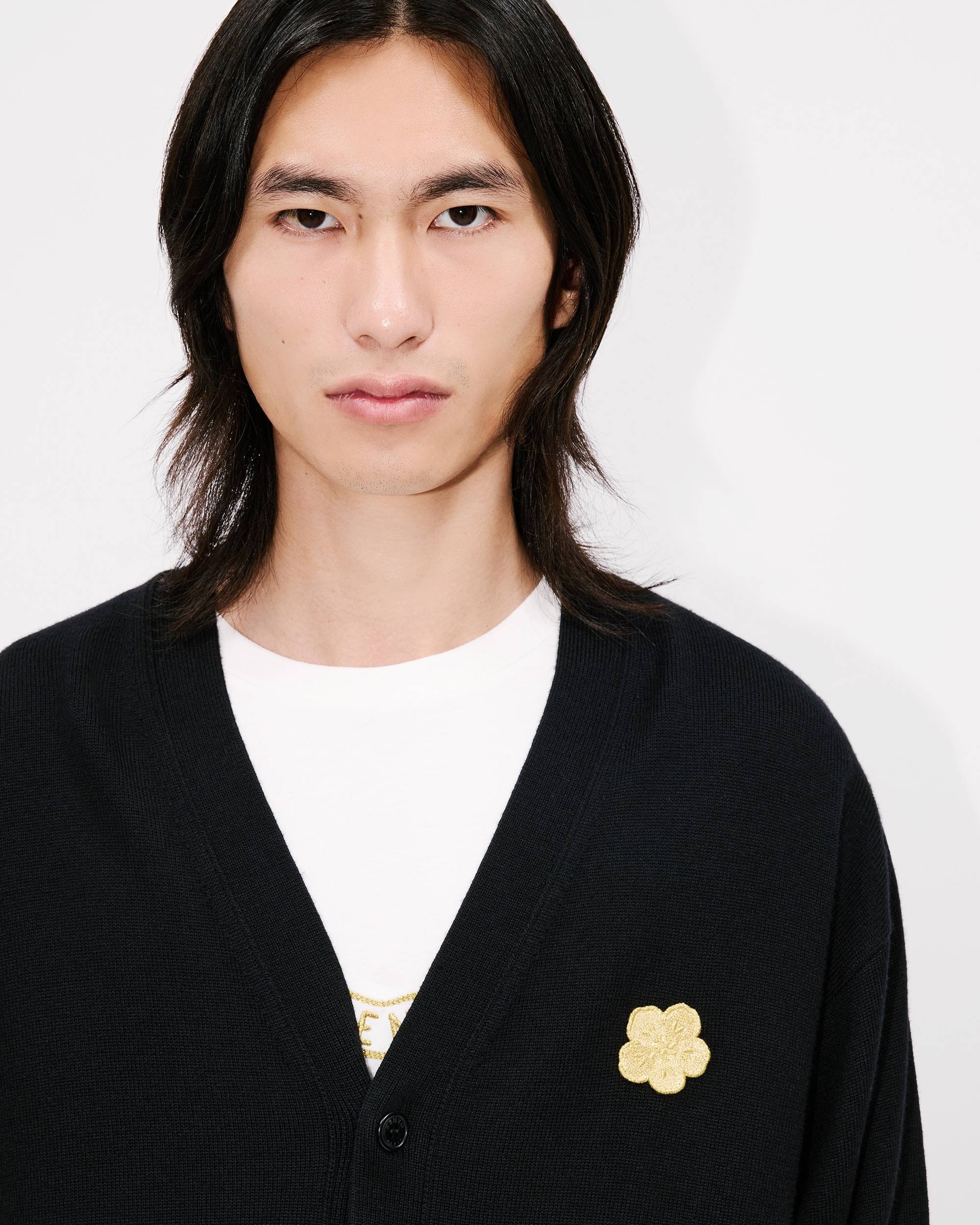 トップス KENZO BOKE FLOWER CREST CARDIGAN KENZO Boke Flower Cardigan GREY | Base Blu
