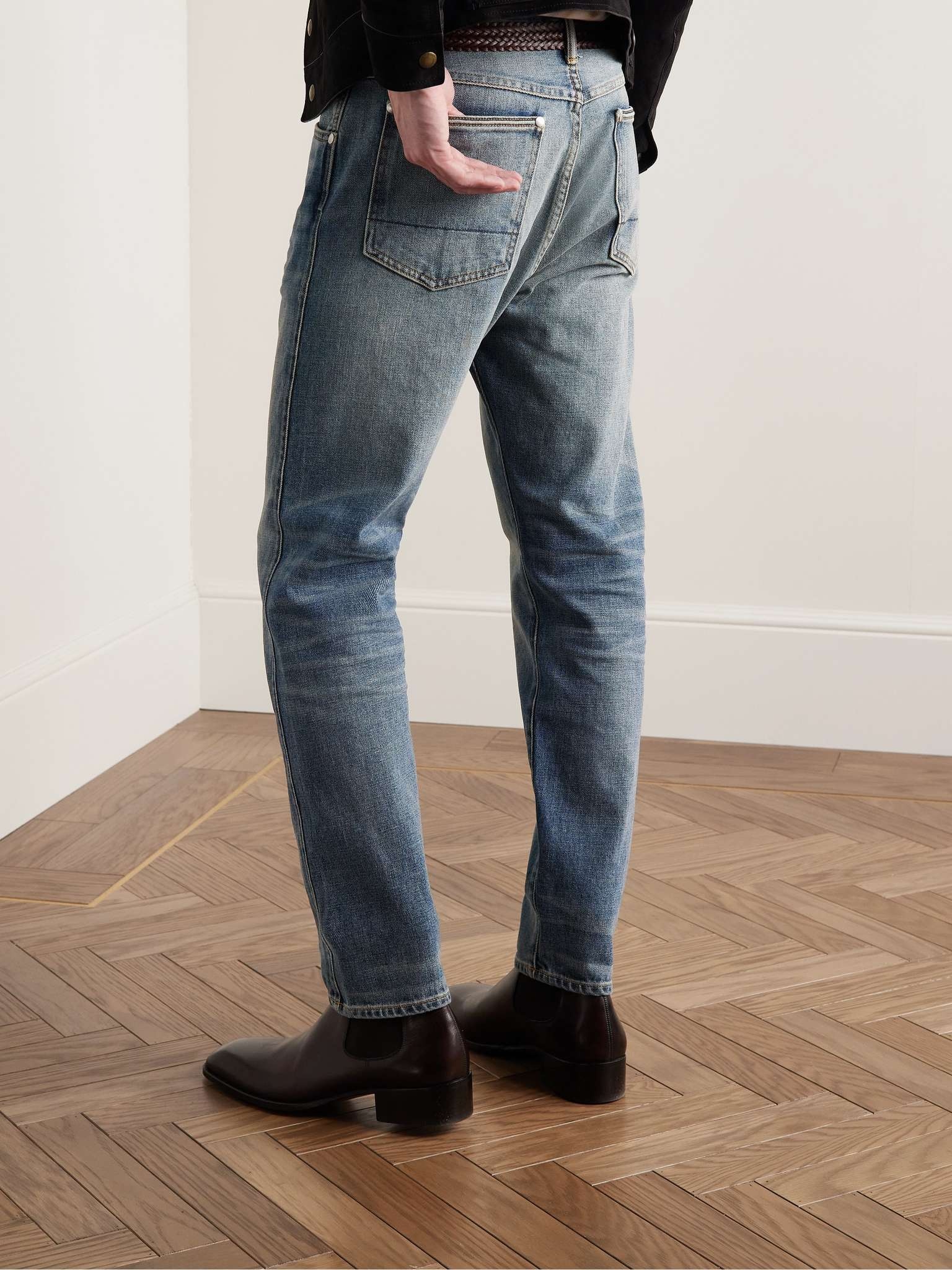 Slim-Fit Garment-Washed Selvedge Jeans - 4