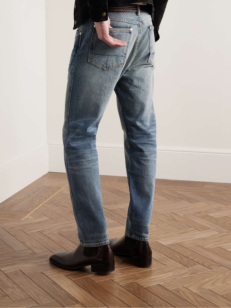 Slim-Fit Garment-Washed Selvedge Jeans 4