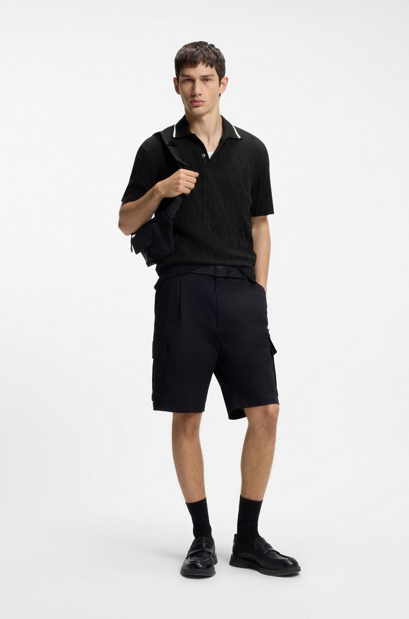 HUGO STRIPE-COLLAR POLO SHIRT IN COTTON JACQUARD outlook