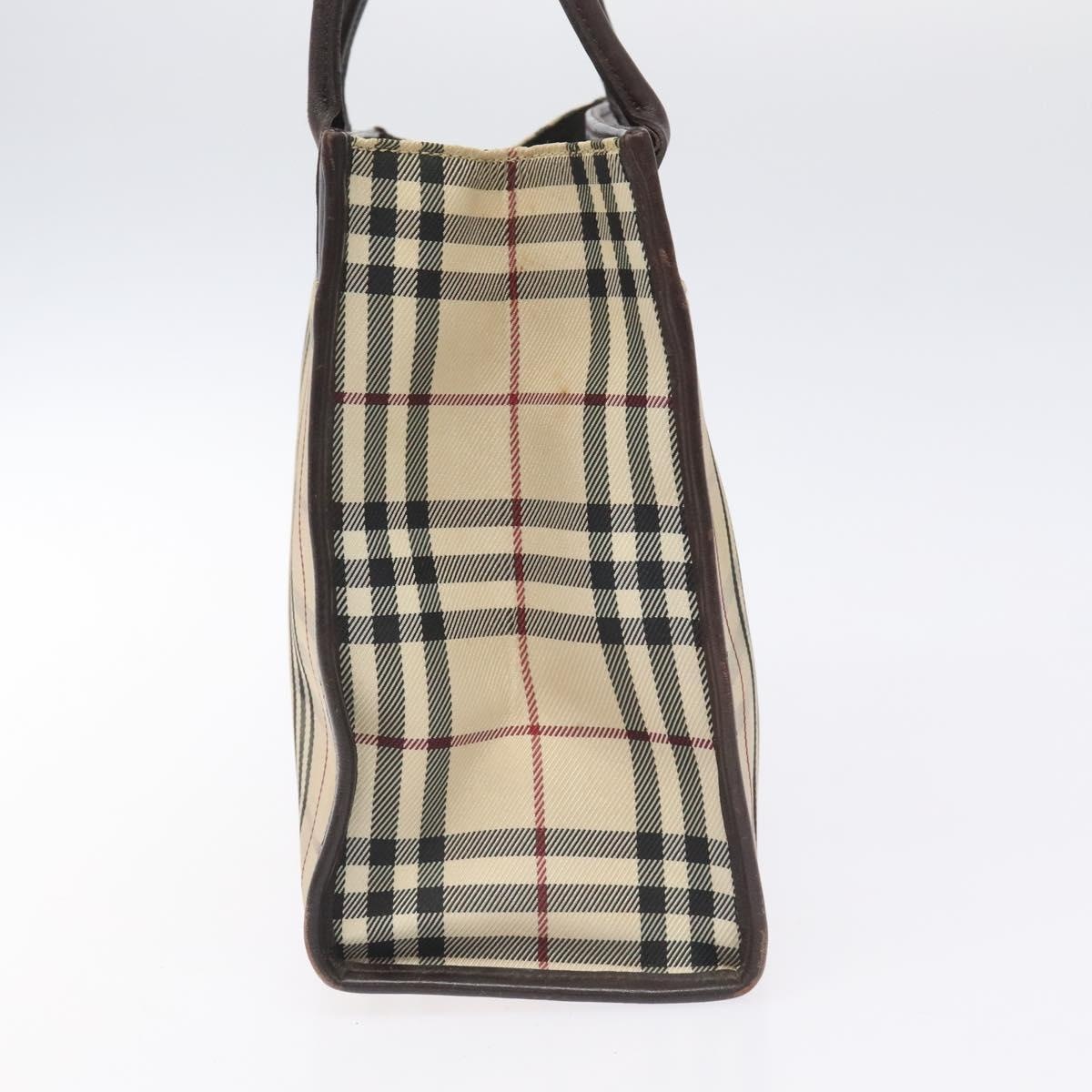 Burberry Nova Check Hand Bag Nylon Leather Beige Silver - 3