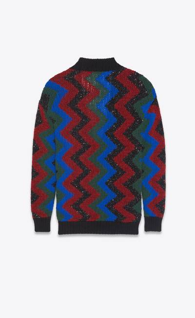 SAINT LAURENT cardigan in zig zag jacquard with sequins outlook