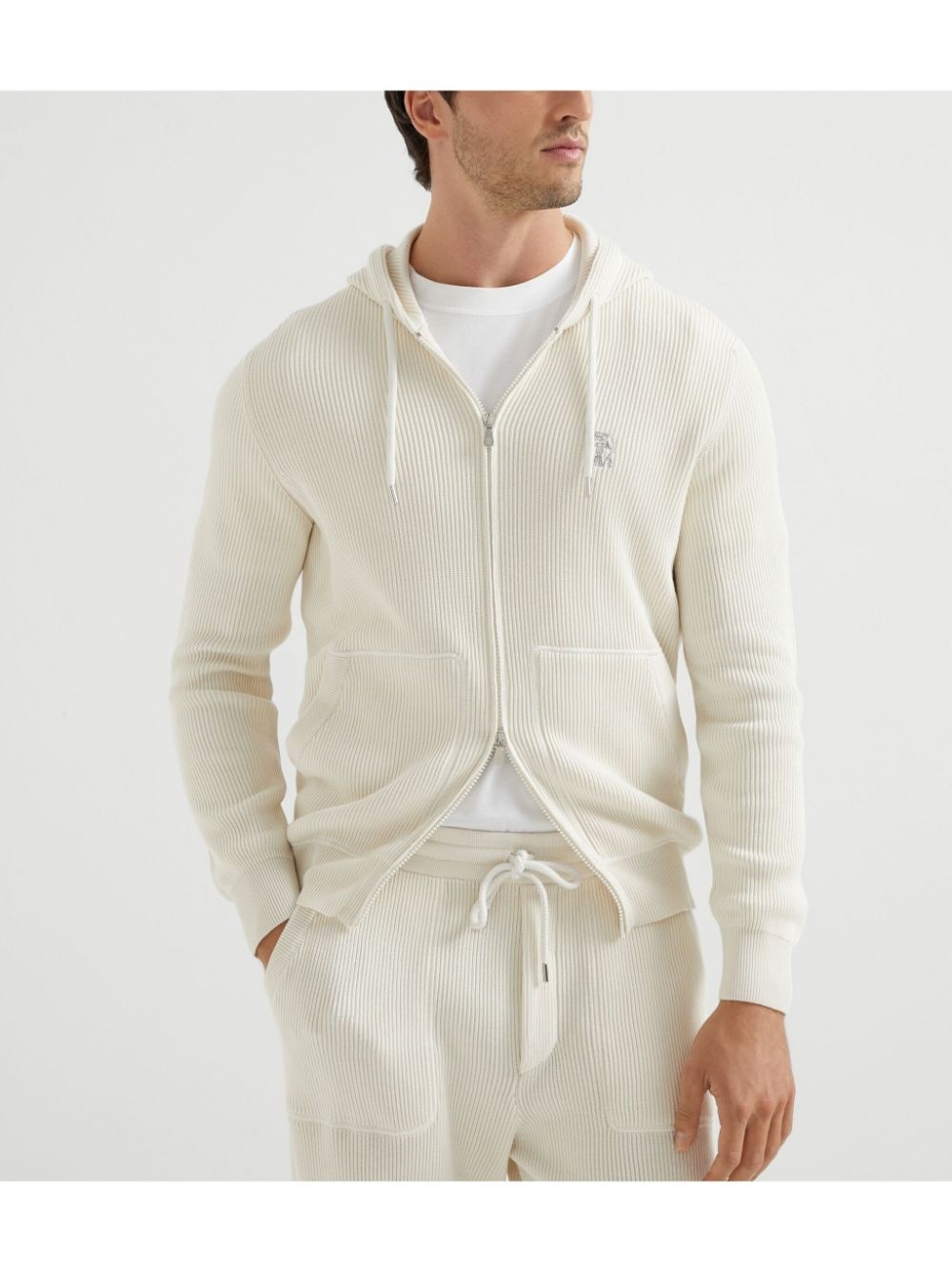 ribbed-knit hoodie - 3