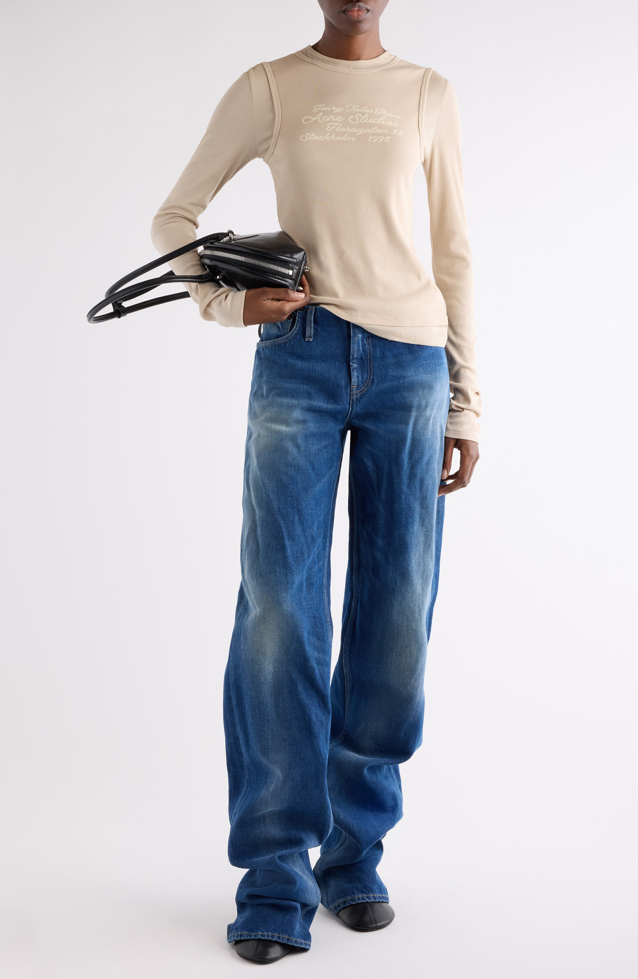 Acne Studios Elga Fairy Tale Layered Rib Top in Oatmeal Beige at Nordstrom - 2