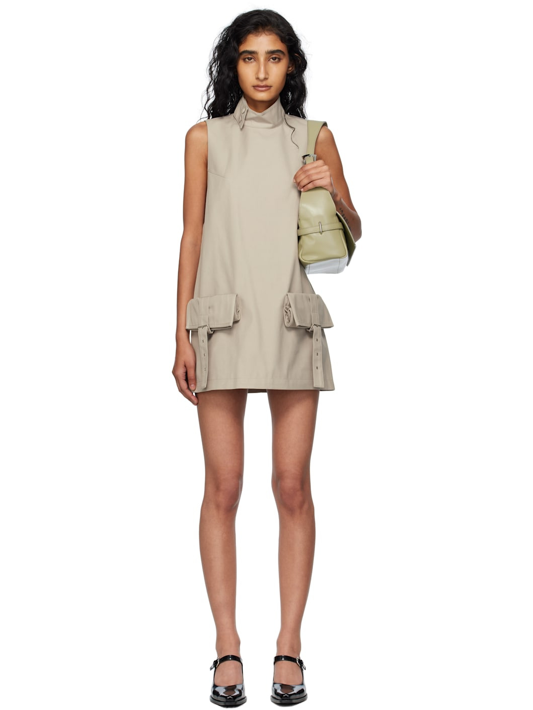 Beige Cargo Pocket Minidress - 1