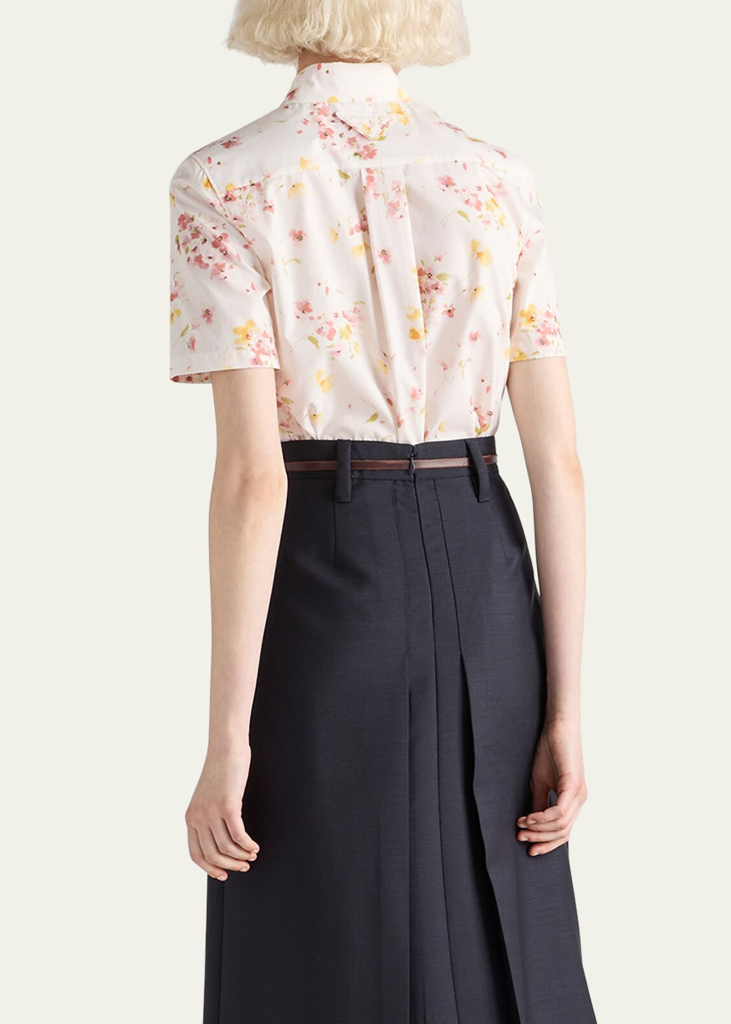 Bouquet Poplin Short-Sleeve Button-Down Blouse - 3
