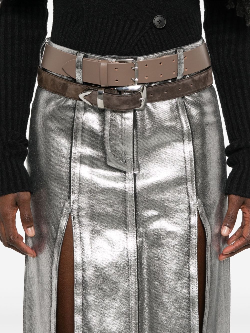coated denim midi skirt - 5