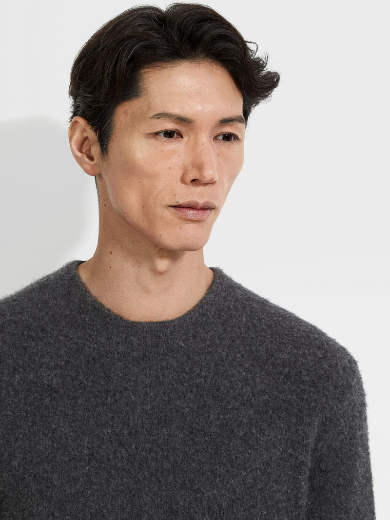 ZEGNA DARK GREY MÉLANGE OASI CASHMERE CREWNECK outlook