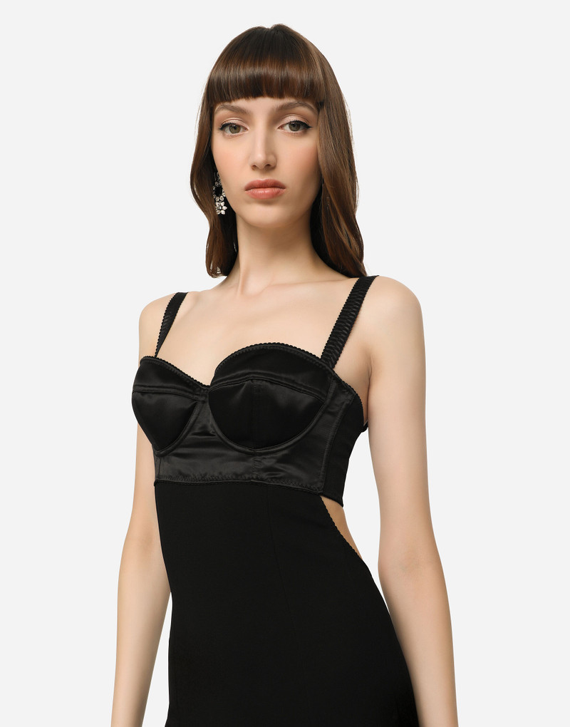 Jersey and satin calf-length dress 4