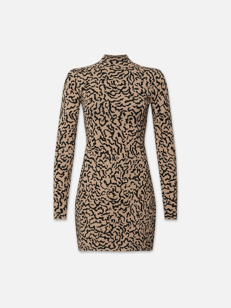 Jacquard Sweater Dress in Light Camel Multi 1