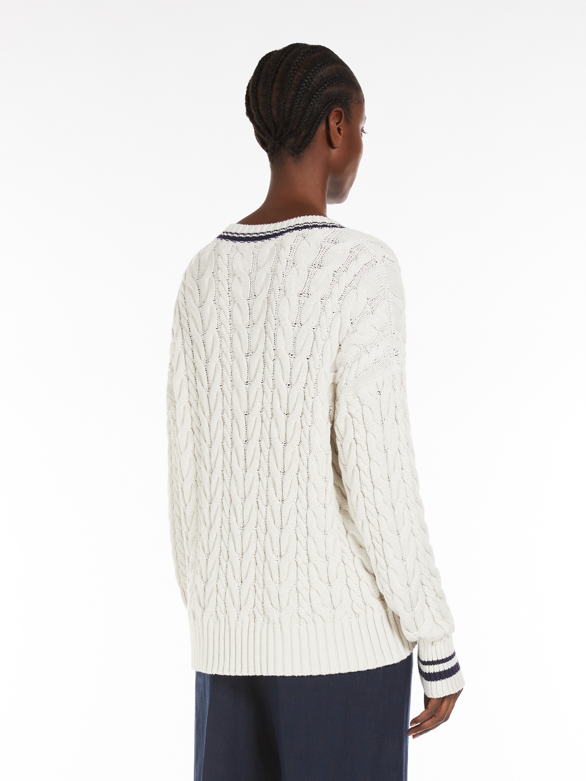 GEMMA Jacquard cotton V-neck sweater - 4