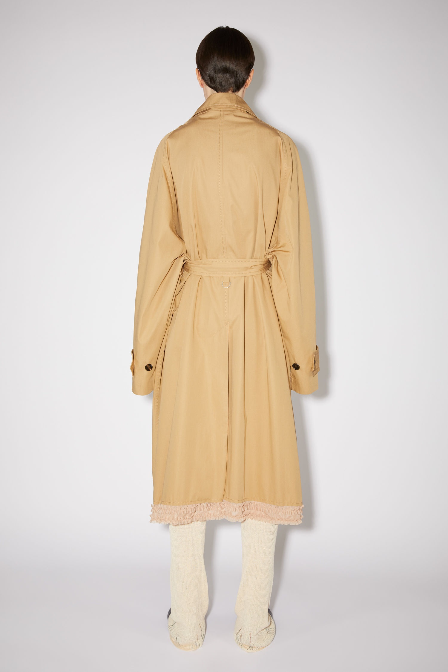 Ruffle hem coat - Beige - 3