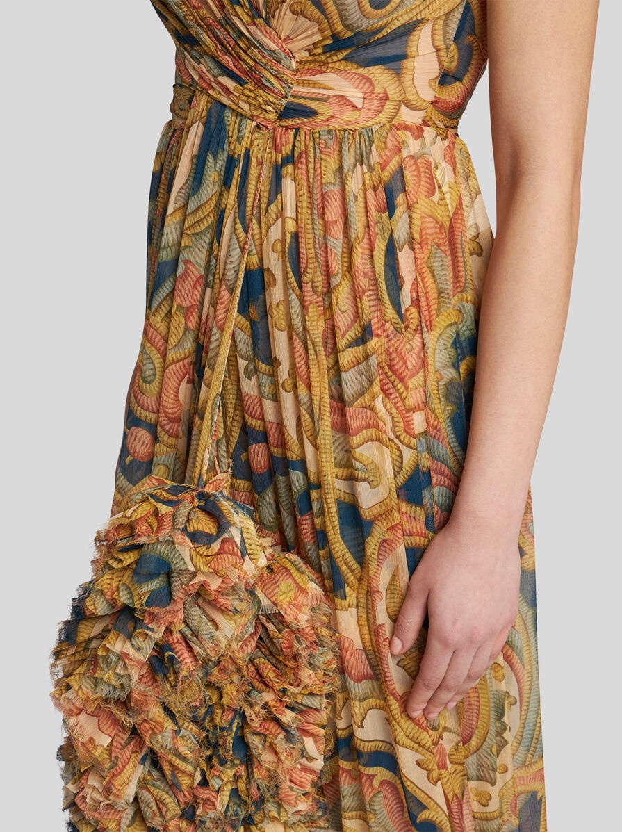 PRINTED SILK DRESS WITH RUCHING - 2