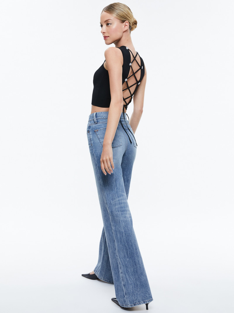 Alice + Olivia LOE LACE UP BACK SLEEVELESS SWEATER outlook