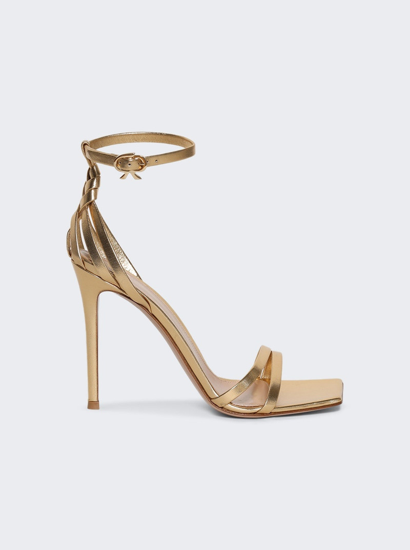 Metallic Leather High Heel Sandals Gold 1