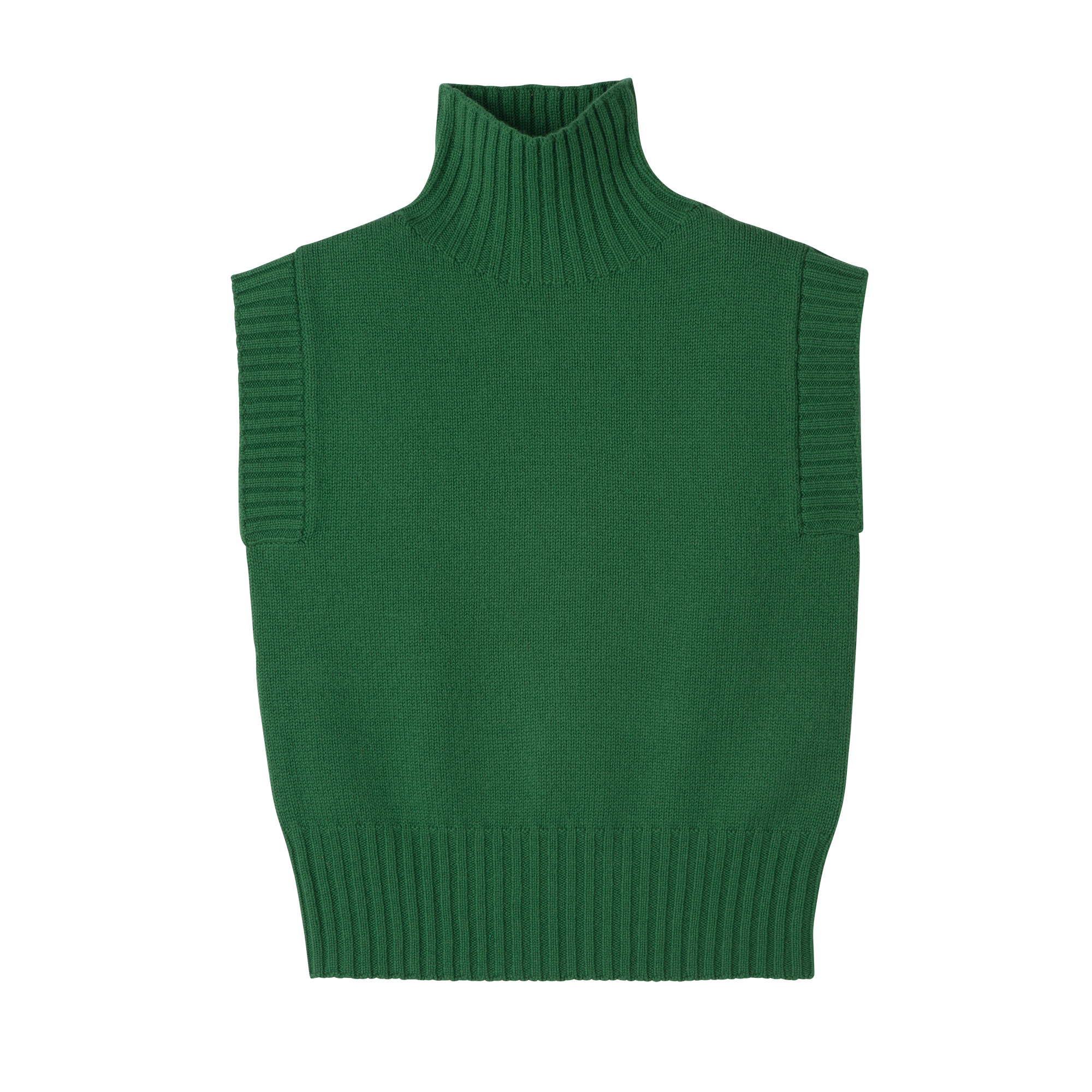 High collar no sleeve jumper Green - Knit - 1