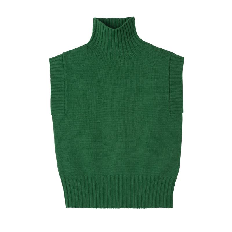 High collar no sleeve jumper Green - Knit 1