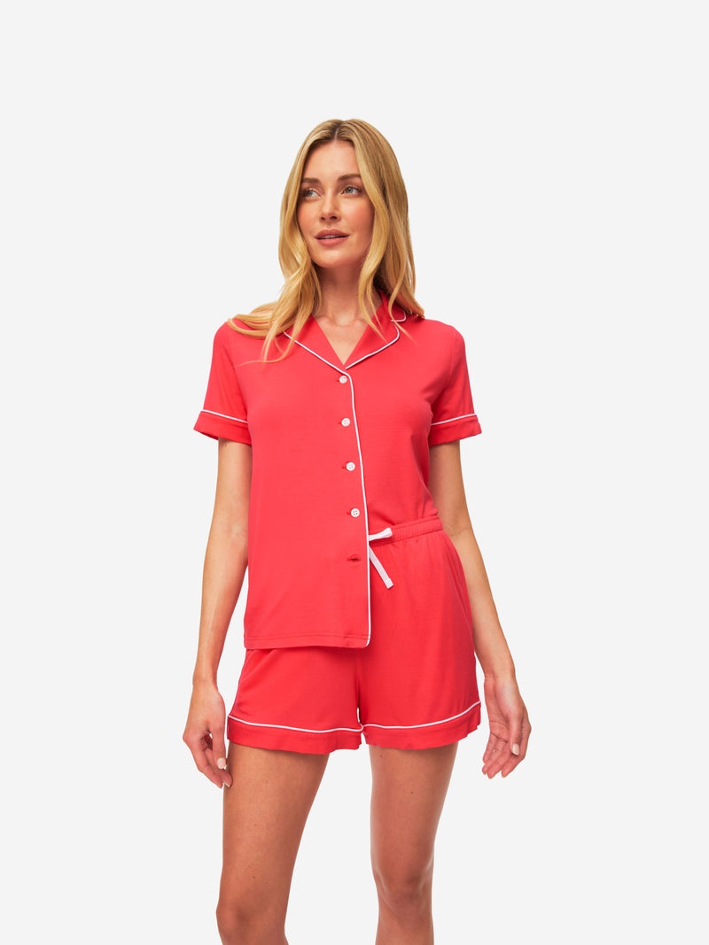 Women's Short Pyjamas Lara Micro Modal Stretch Watermelon Pink - 6