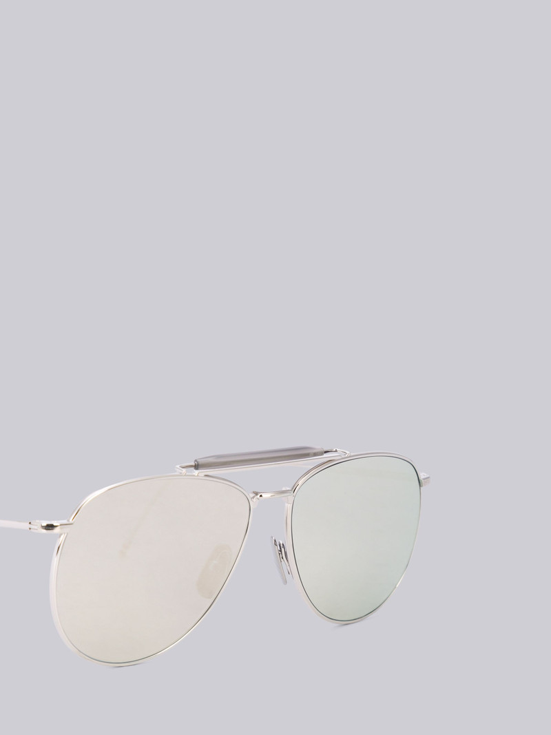 Thom Browne TB015- Silver Aviator Sunglasses outlook