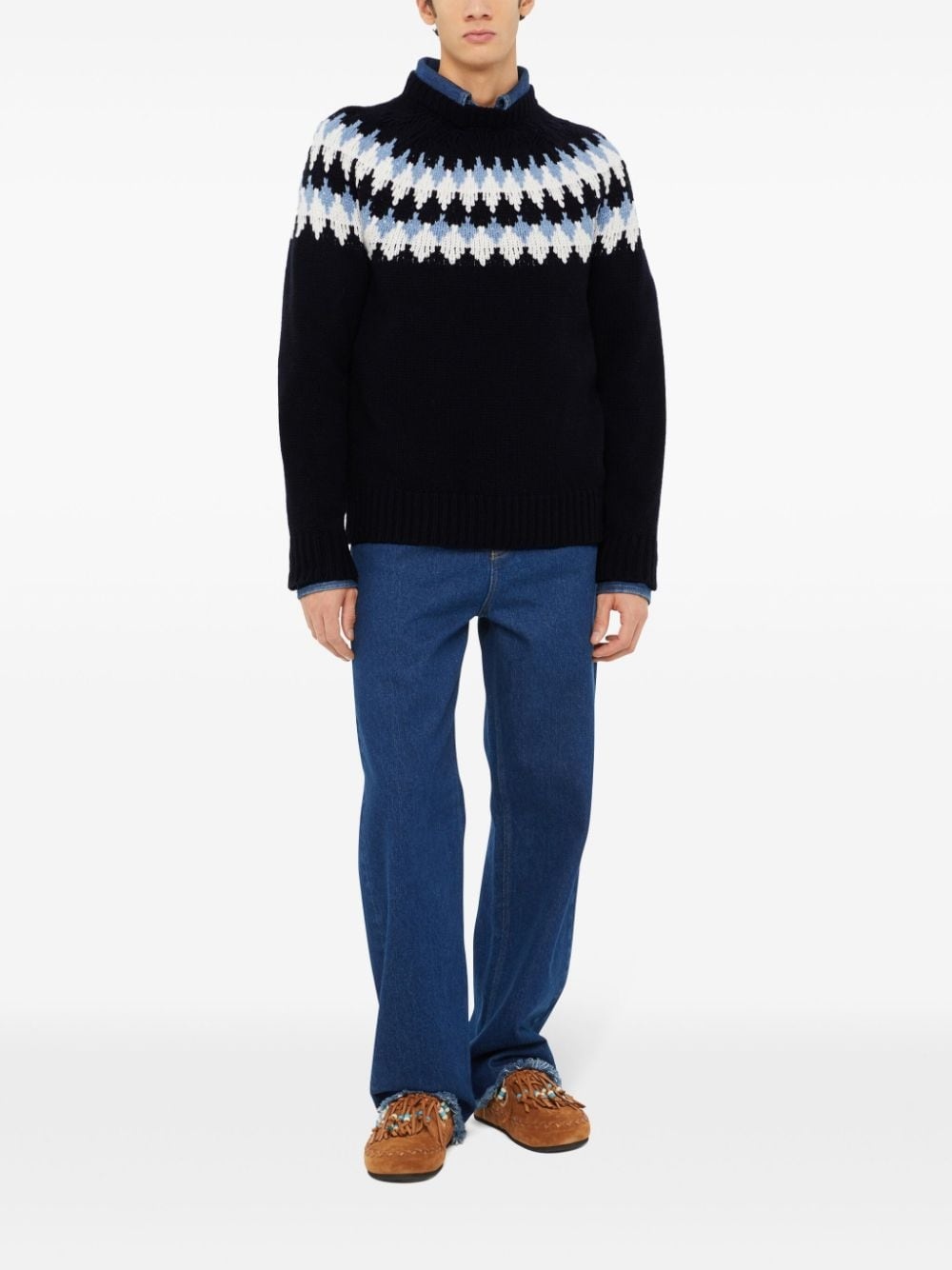 fair isle intarsia-knit wool sweater - 3