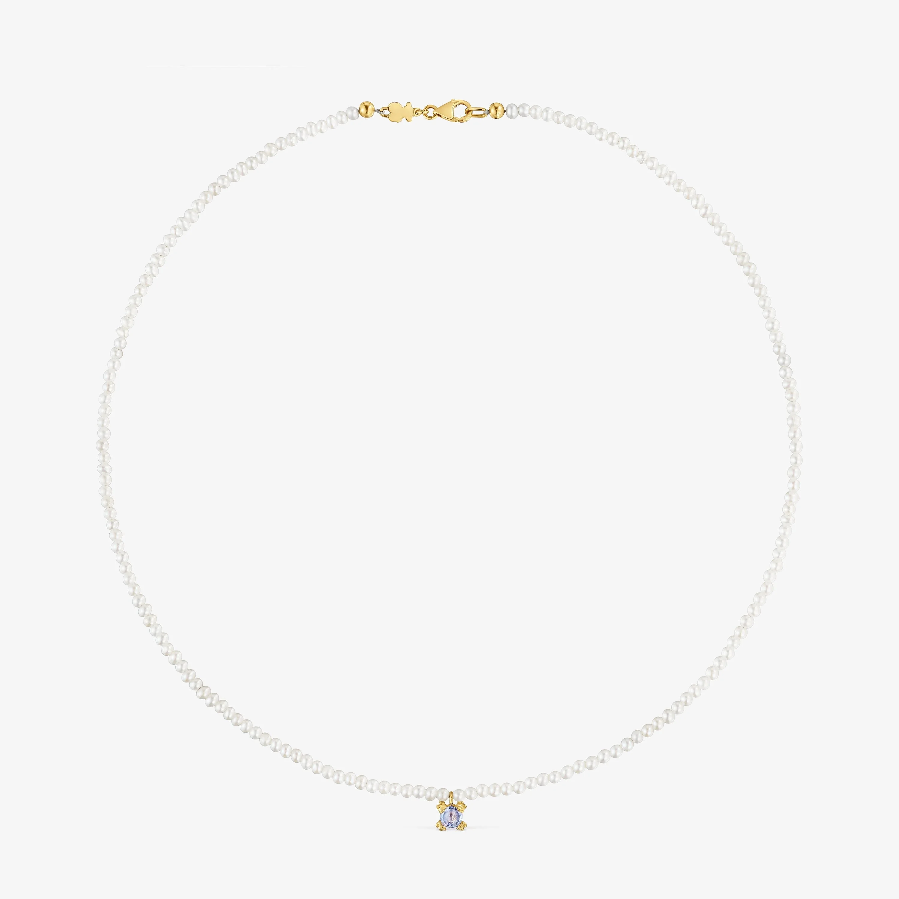 Cultured pearl, 18K solid gold and tanzanite Choker Color Pills - 1