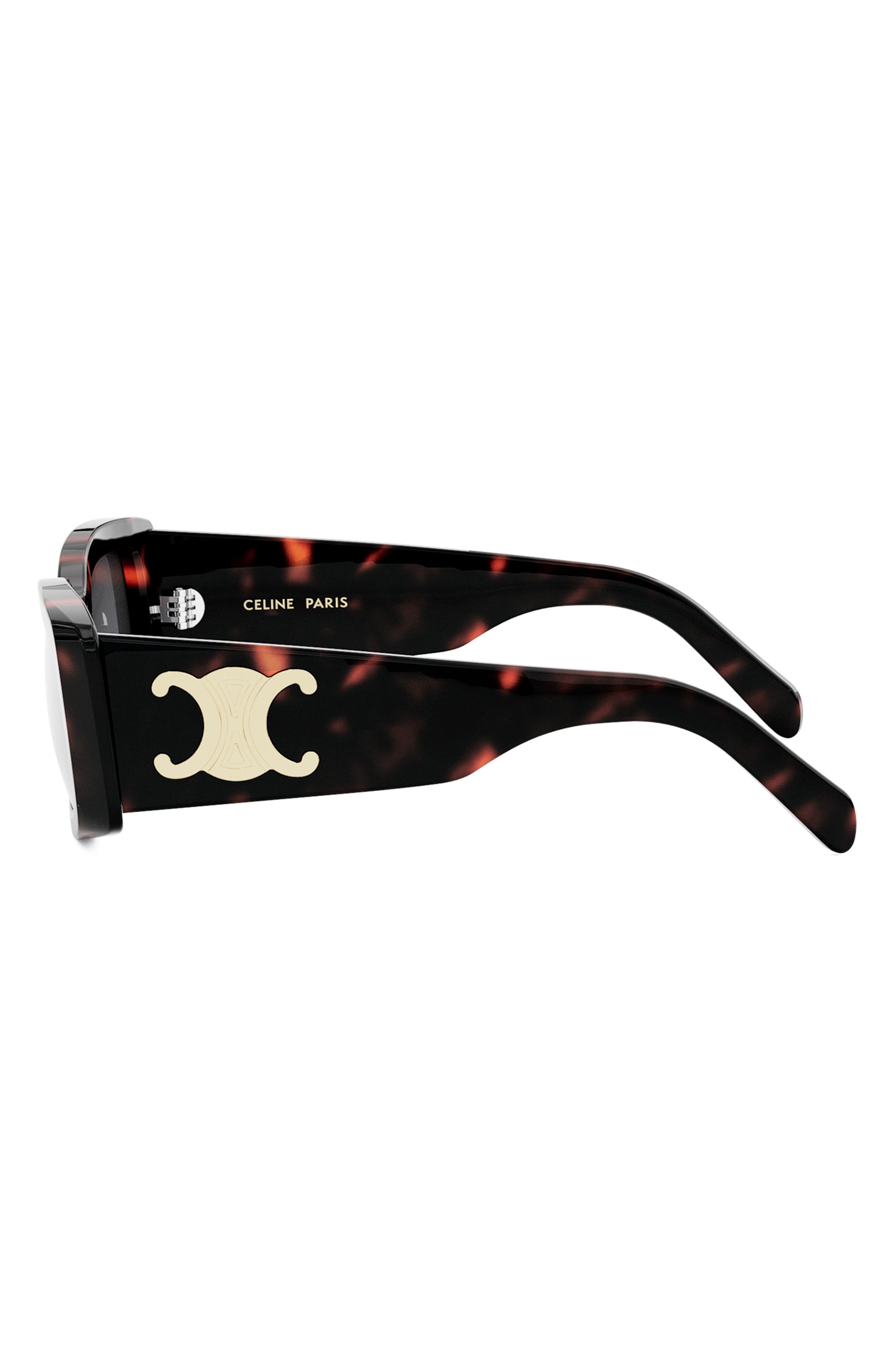 CELINE Triomphe 53mm Rectangular Sunglasses in Dark Havana /Smoke at Nordstrom - 4