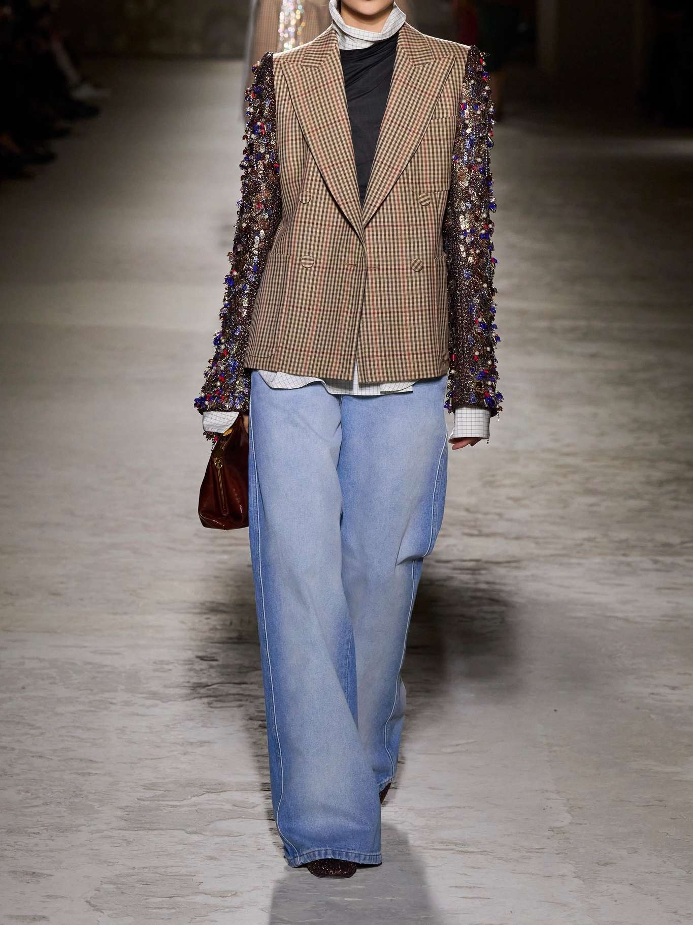 Embellished metallic jacquard-crepon and checked wool double-breasted jacket - 6