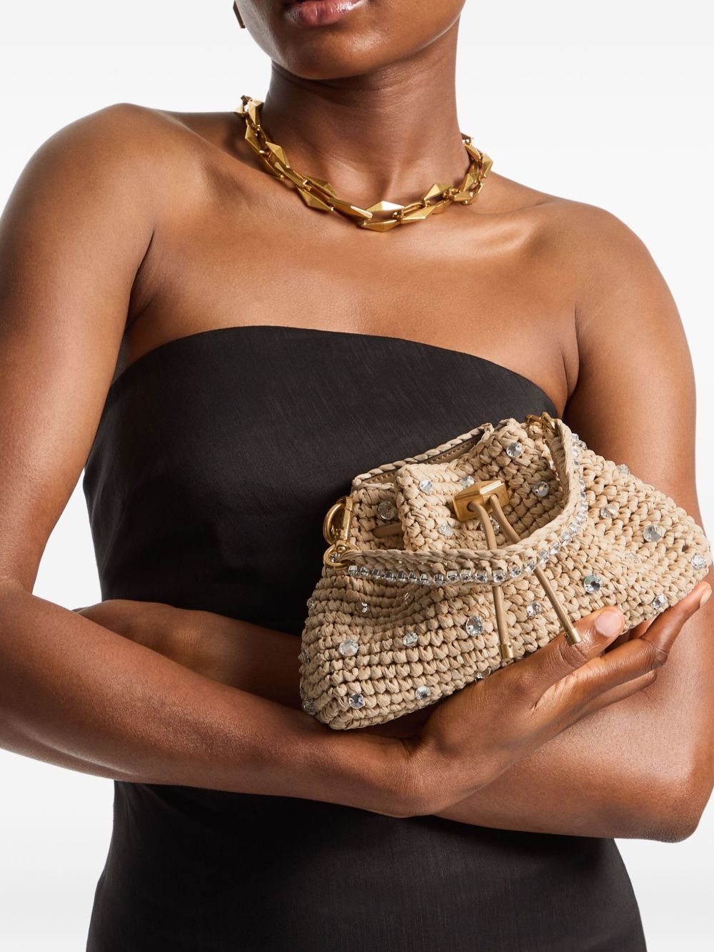Cinch S raffia shoulder bag - 2