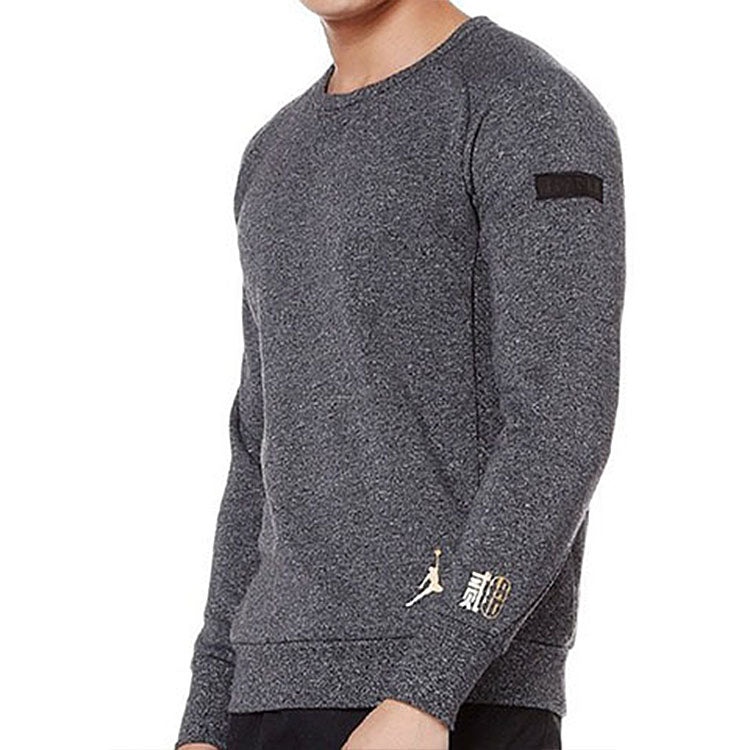 Air Jordan CNY Chinese New Year Icon Fleece Crew 'Black Grey' 907925-010 - 3