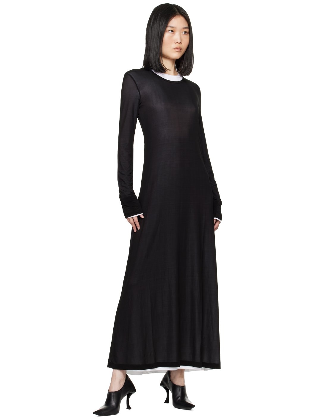 Black & White Double Layer Maxi Dress - 4