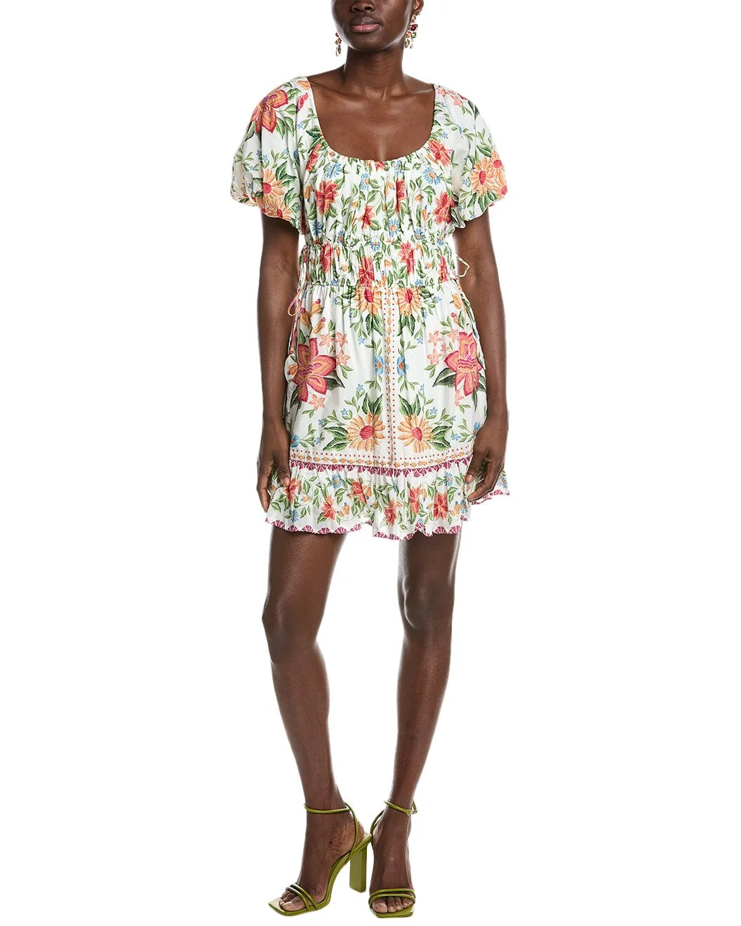 FARM Rio Bloom Garden Off White Short Sleeve Mini Dress - 1